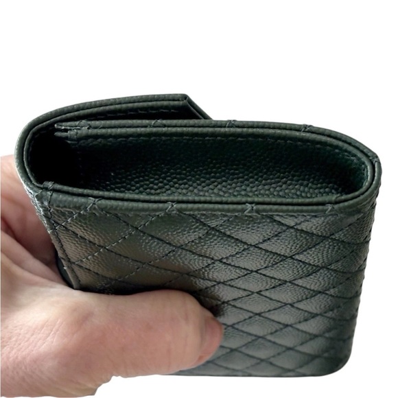 YSL Saint Laurent Grain De Poudre Matelasse Small Monogram Envelope Wallet NEW - Picture 10 of 13